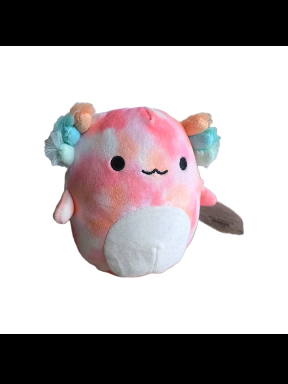 Plush Axolotl Stuffed Animal - Pink & Pastel Tie-Dye